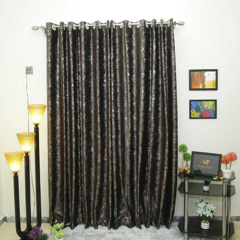 Pair (2 Curtains) Choclate Tecture Curtain With Decent Look.