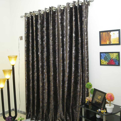 Pair (2 Curtains) Choclate Tecture Curtain With Decent Look.