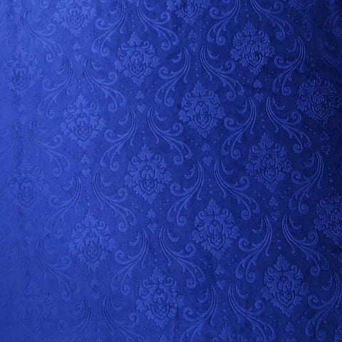 Pair (2 Curtains) Blue Self Print Curtain With Luxury Decor