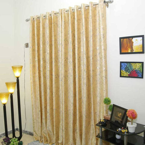 Pair (2 Curtains) Golden Tecture Curtain With Luxury Look For Home Decor
