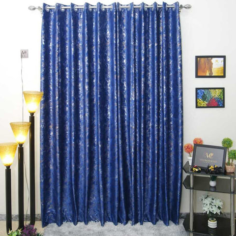 Pair (2 Curtains) Blue Tecture Curtain With Luxury Look For Home Decor