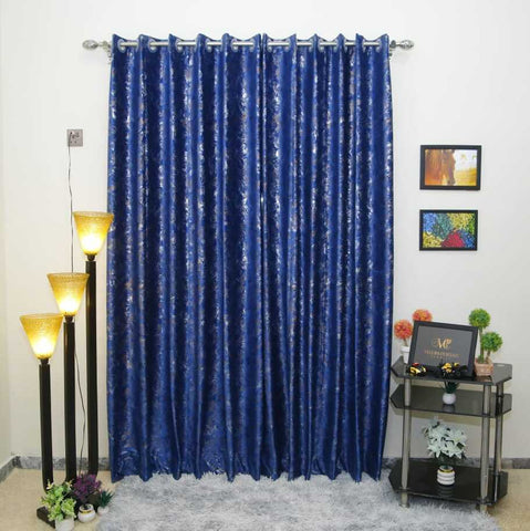 Pair (2 Curtains) Blue Tecture Curtain With Luxury Look For Home Decor