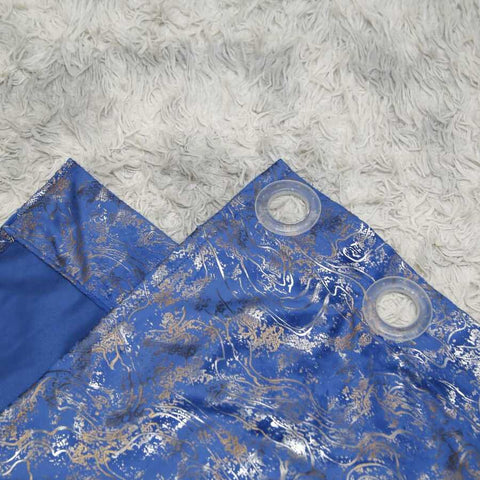 Pair (2 Curtains) Blue Tecture Curtain With Luxury Look For Home Decor